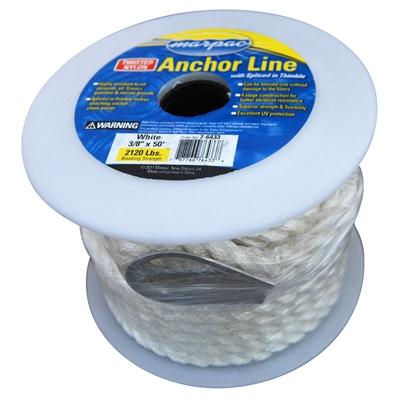 Marpac Twisted Nylon Anchor Line - WHITE (Size Options Available)